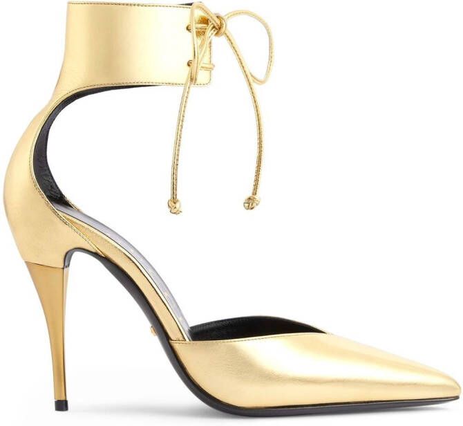 Gucci ankle-cuff metallic leather pumps Gold