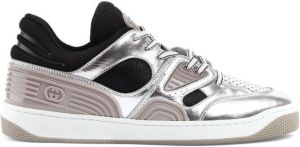 Gucci Basket metallic-leather sneakers Grey