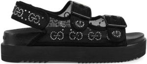 Gucci crystal-embellished monogram-pattern sandals Black