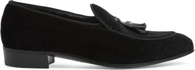 Gucci Double G-detail velvet loafers Black