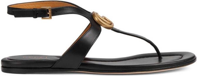 Gucci Double G leather thong sandals Black