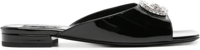 Gucci Double G patent-leather slides Black