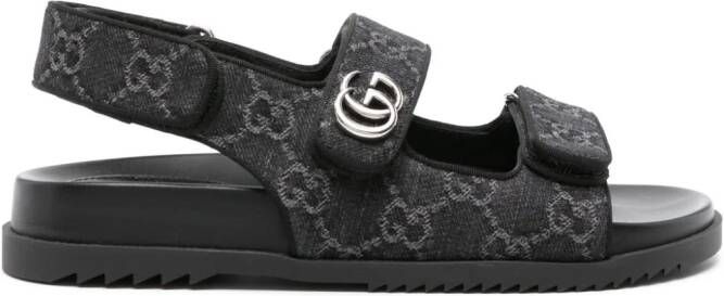 Gucci Double G-plaque denim sandals Black