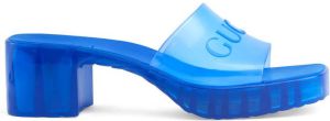 Gucci embossed logo slide sandals Blue