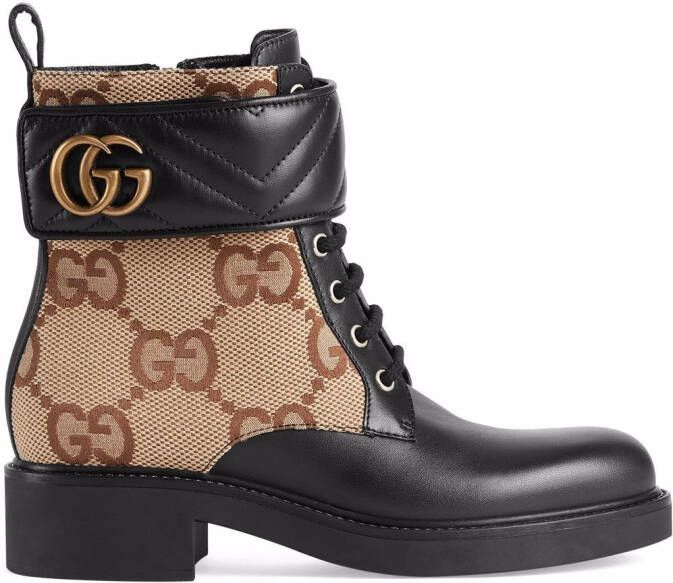 Gucci GG-canvas logo-plaque ankle boots Black