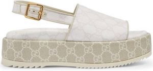Gucci GG canvas print platform sandals White