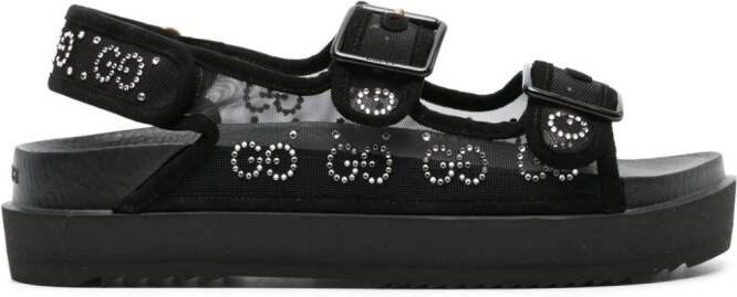Gucci GG crystal-embellished mesh sandals Black