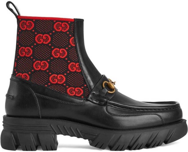 Gucci Horsebit-detail GG-jacquard boots Black