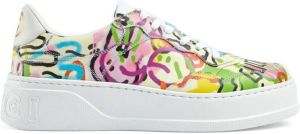 Gucci graffiti-print platform sneakers White