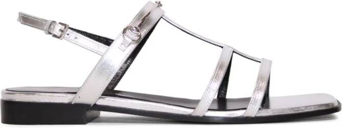 Gucci Horsebit caged metallic leather sandals Silver