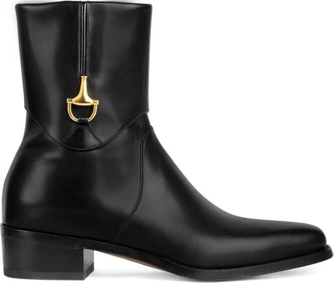 Gucci Horsebit-detail 45mm leather ankle boot Black