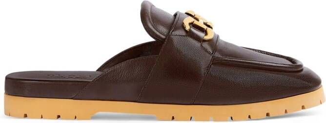 Gucci horsebit-detail leather slippers Brown