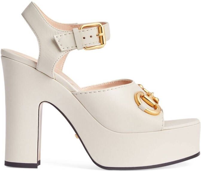 Gucci Horsebit detail platform sandals White