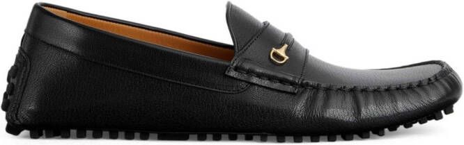 Gucci Horsebit leather square-toe loafers Black