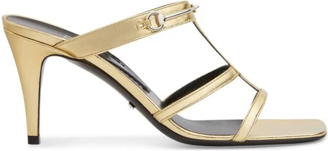 Gucci Horsebit metallic leather caged mules Gold