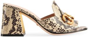 Gucci Horsebit python-print mule sandals Neutrals