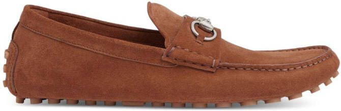 Gucci Horsebit suede driving shoes Brown