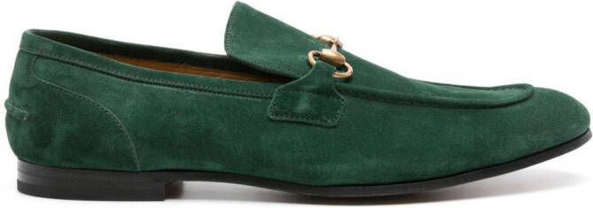 Gucci Jordaan Horsebit-detail suede loafers Green