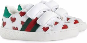Gucci Kids Ace heart-embellished leather sneakers White