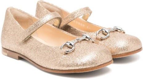 Gucci Kids Aisha glitter ballerina shoes Gold