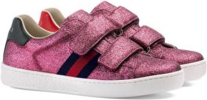 Gucci Kids Children's glitter sneaker with Web Pink
