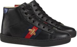 Gucci Kids Children's leather high-top sneakers Black