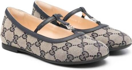 Gucci Kids Double G leather ballerina shoes Neutrals