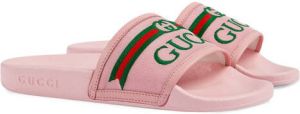 Gucci Kids embroidered logo slides Pink
