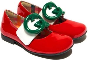 Gucci Kids GG Band leather ballerina shoes Red