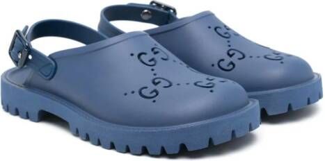 Gucci Kids GG Supreme cut-out sandals Blue