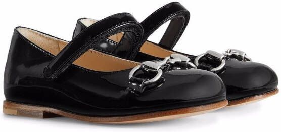 Gucci Kids Horsebit patent leather ballerinas Black