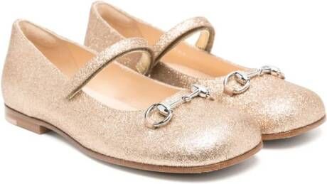 Gucci Kids Horsebit-detail ballerina shoes Gold