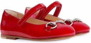 Gucci Kids horsebit-detail leather ballerina shoes Red