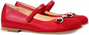 Gucci Kids horsebit-detail leather ballerina shoes Red