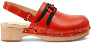 Gucci Kids Horsebit-detail leather clogs Orange