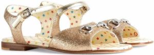 Gucci Kids horsebit glitter-detail sandals Gold