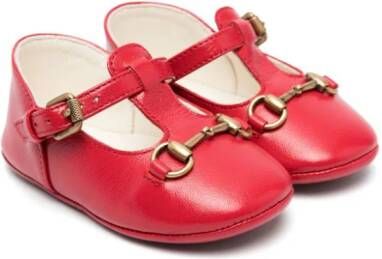 Gucci Kids horsebit leather ballerina shoes Red