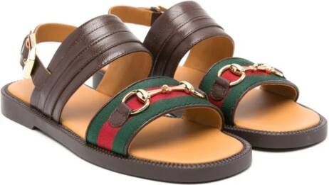 Gucci Kids Horsebit Web sandals Brown