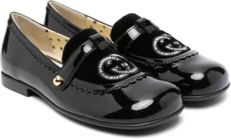 Gucci Kids Interlocking G leather ballerina shoes Black