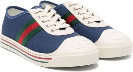Gucci Kids logo-embossed canvas sneakers Blue