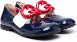 Gucci Kids logo leather ballerina shoes Blue