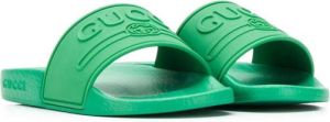 Gucci Kids logo slide sandals Green