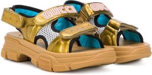 Gucci Kids logo strap sandals Gold