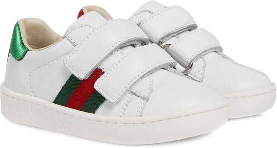 Gucci Kids toddler leather web detail sneakers White