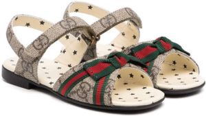 Gucci Kids Web-bow touch strap sandals Neutrals