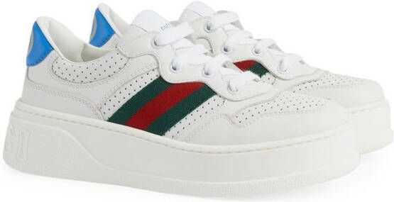 Gucci Kids Web detail leather sneakers White
