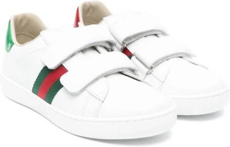 Gucci Kids Web-detail leather sneakers White
