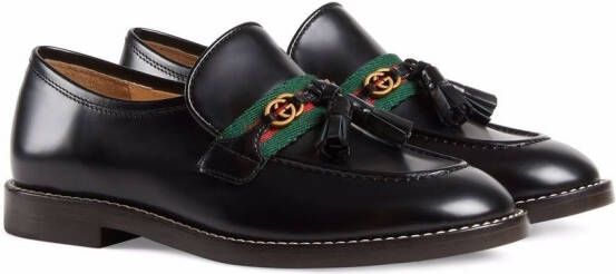 Gucci Kids Web-stripe leather loafers Black