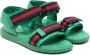Gucci Kids Web-stripe touch-strap sandals Green - Thumbnail 1
