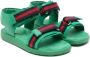 Gucci Kids Web-stripe touch-strap sandals Green - Thumbnail 1